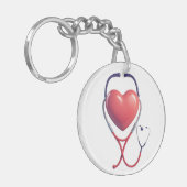 Heart & Stethoscope Keychain | Gift for Nurses & D キーホルダー (正面左)
