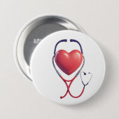 Heart & Stethoscope Medical Button | Cute Badge fo 缶バッジ (正面&裏面)
