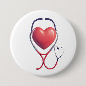 Heart & Stethoscope Medical Button | Cute Badge fo 缶バッジ (正面)
