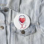 Heart & Stethoscope Medical Button | Cute Badge fo 缶バッジ (インサイチュ)