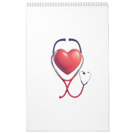 Heart & Stethoscope Notebook | Medical School & Nu カレンダー