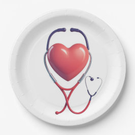 Heart & Stethoscope Paper Plate | Medical Party Su ペーパープレート