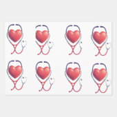 Heart & Stethoscope Wrapping Paper | Healthcare Gi ラッピングペーパーシート (正面3)