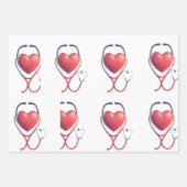 Heart & Stethoscope Wrapping Paper | Healthcare Gi ラッピングペーパーシート (正面2)