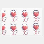 Heart & Stethoscope Wrapping Paper | Healthcare Gi ラッピングペーパーシート (正面)
