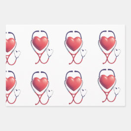 Heart & Stethoscope Wrapping Paper | Healthcare Gi ラッピングペーパーシート