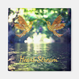 Heart Stream - Golden Hummingbirds Magnet マグネット