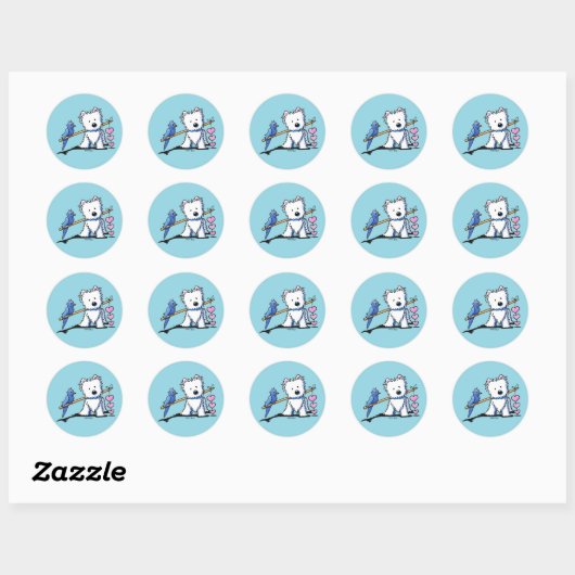 Heart Strings Westie Sticker ラウンドシール (シート)