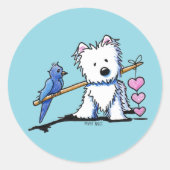 Heart Strings Westie Sticker ラウンドシール (正面)