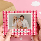 Heart striped family modern photo valentine day シーズンカード