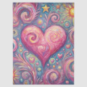 Heart Sun Stars Swirls Whimsical Decoupage 薄葉紙 (正面)