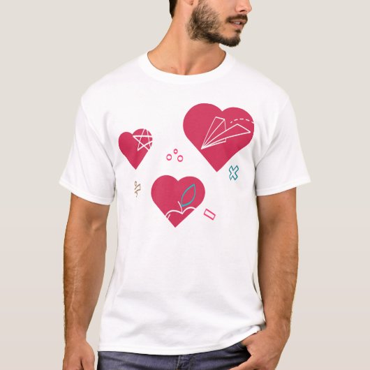 Heart Symbols with Education Elements for Creative Tシャツ (正面)