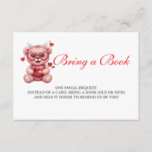 Heart Teddy Bear Pink Baby Shower Bring a Book エンクロージャーカード (正面)