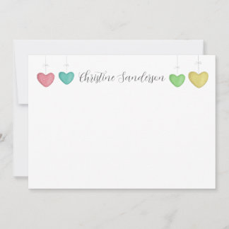 Heart Thank You Note Card Personalized Stationery サンキューカード