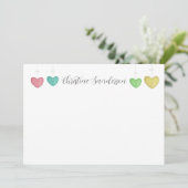 Heart Thank You Note Card Personalized Stationery サンキューカード (スタンド正面)