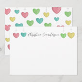 Heart Thank You Note Card Personalized Stationery サンキューカード (正面/裏面)