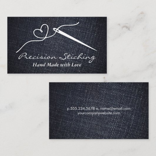 Heart Thread Needle | Denim Material 名刺 (正面/裏面)