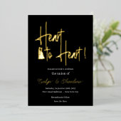Heart to Heart Gold & White Foil Engagement Invita 箔招待状 (立ち正面)