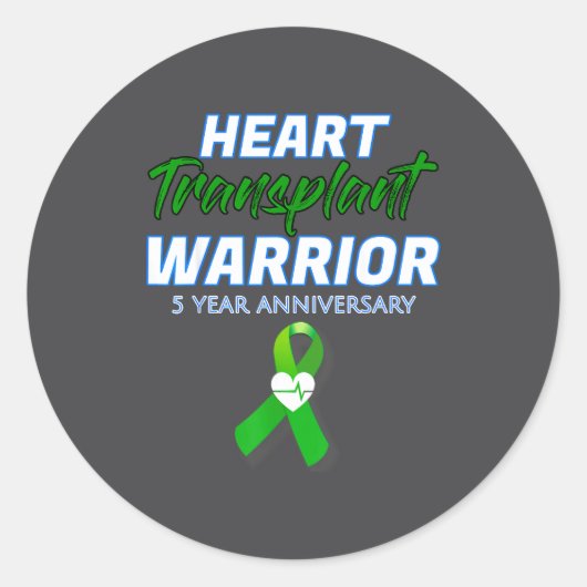 Heart Transplant 5 Year Anniversary Warrior Patien ラウンドシール (正面)