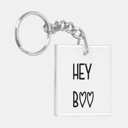 Heart Typography Hey Boo キーホルダー (正面左)