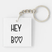 Heart Typography Hey Boo キーホルダー (裏面)