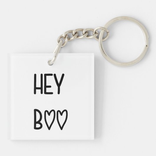 Heart Typography Hey Boo キーホルダー (裏面)