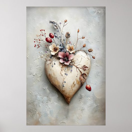 Heart Valentine's Day Print, Spring Wall Art ポスター (正面)