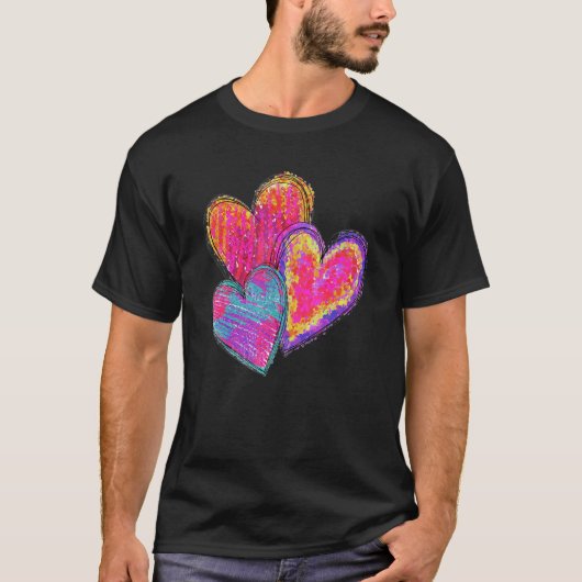 Heart Valentines Day Tie Dye Cute For Couple Match Tシャツ (正面)