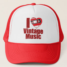 Heart Vintage Music Cool Fun Song Slogan キャップ