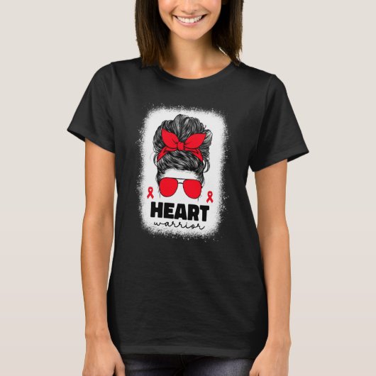 Heart Warrior For Women Mom Heart Disease Awarenes Tシャツ (正面)