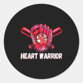 Heart Warrior Heart Disease Awareness Baseball Sof ラウンドシール (正面)