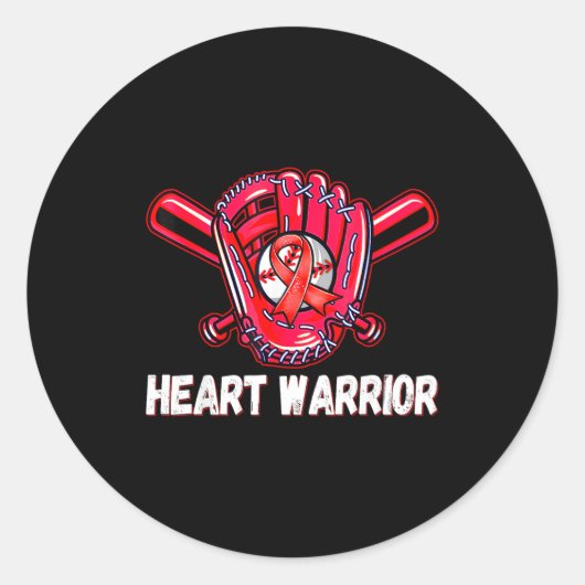 Heart Warrior Heart Disease Awareness Baseball Sof ラウンドシール (正面)