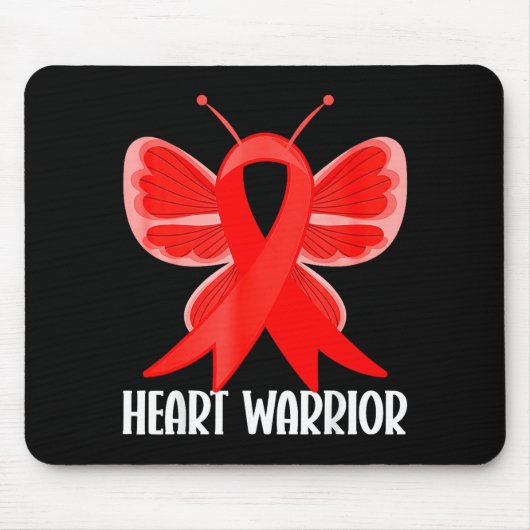 Heart Warrior Heart Disease Awareness Butterfly Wo マウスパッド (正面)