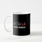 Heart Warrior Month Red Ribbon Heartbeat Gifts Hea コーヒーマグカップ (左)