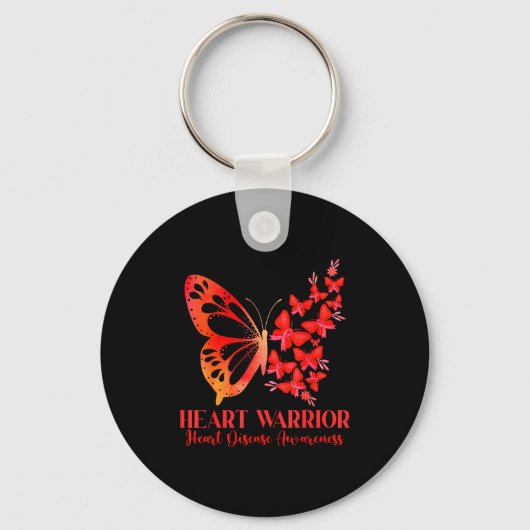 Heart Warrior Red Ribbon Butterfly Heart Disease A キーホルダー (正面)