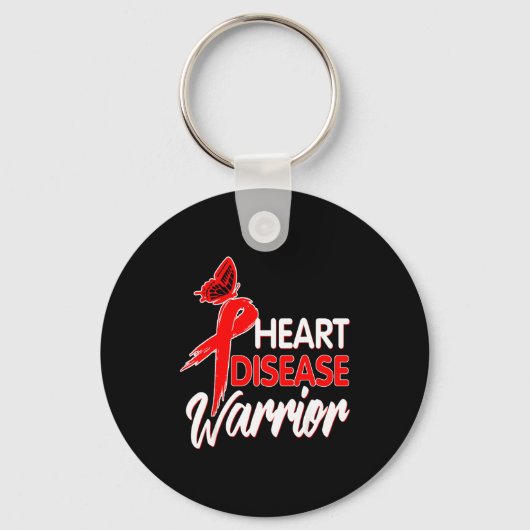 Heart Warrior Shirts Ribbon Red Heart Disease Awar キーホルダー (正面)