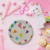 Heart Watercolor Paper Plates ペーパープレート (パーティー)