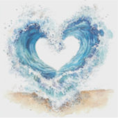 Heart Wave Stickers | Ocean Love Sticker Sheet  シール (正面)