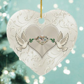 Heart, Wedding Christmas Ornaments Personalized セラミックオーナメント