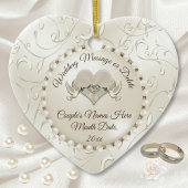 Heart, Wedding Christmas Ornaments Personalized セラミックオーナメント