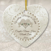 Heart, Wedding Christmas Ornaments Personalized セラミックオーナメント