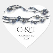 Heart Wedding Thank You Favor Pearl Elegant ハートシール (正面)