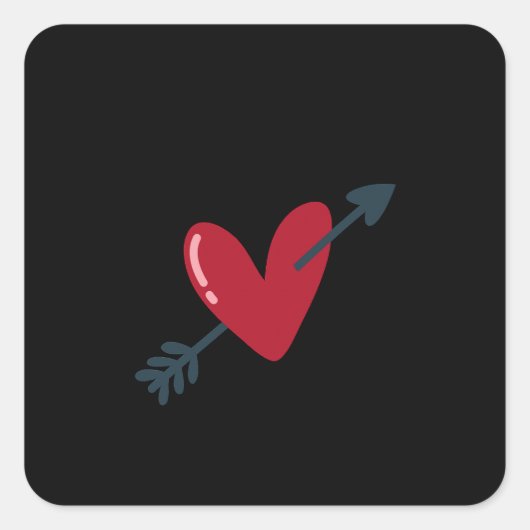 Heart With Arrow Valentine Minimal T-Shirt スクエアシール (正面)