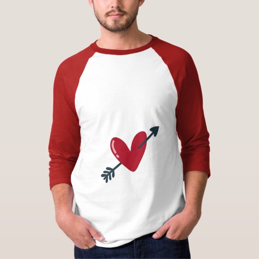 Heart With Arrow Valentine Minimal T-Shirt Tシャツ (正面)