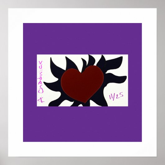 Heart with Black Flames Poster ポスター (正面)