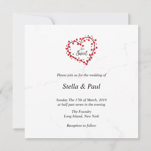 Heart with Hearts Love is Sweet Quote Design (裏面)