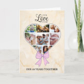 Heart with pink bow photo annivesary カード (正面)