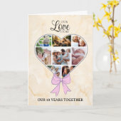 Heart with pink bow photo annivesary カード (黄色い花)