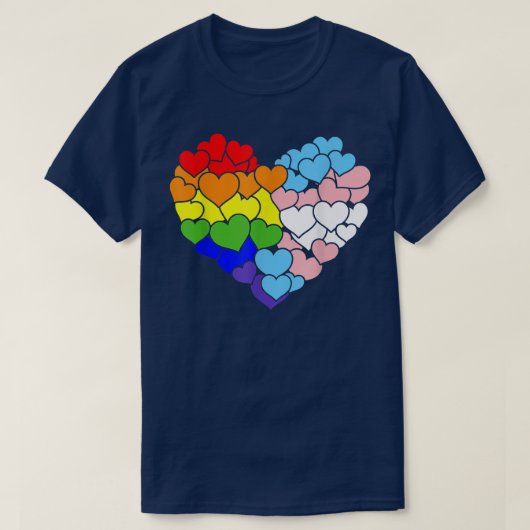 Heart With Rainbow And Transgender Flag For Pride Tシャツ (デザイン正面)