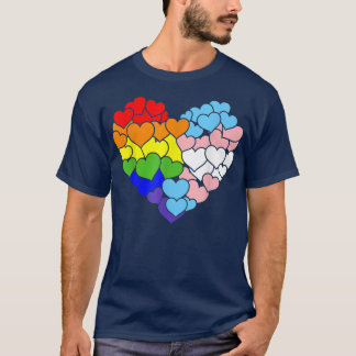 Heart With Rainbow And Transgender Flag For Pride Tシャツ